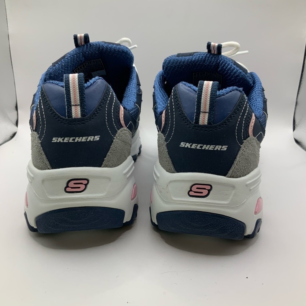 Skeckers Sports Woman's D'Lites Blue Pink Memory Foam Lace Up Wide Fit - 8 - Picture 6 of 9